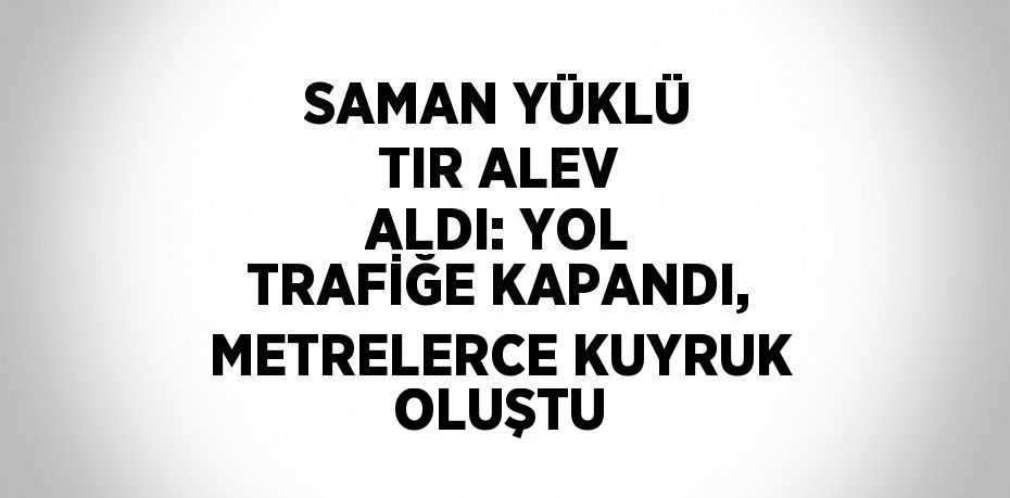 SAMAN YÜKLÜ TIR ALEV ALDI: YOL TRAFİĞE KAPANDI, METRELERCE KUYRUK OLUŞTU