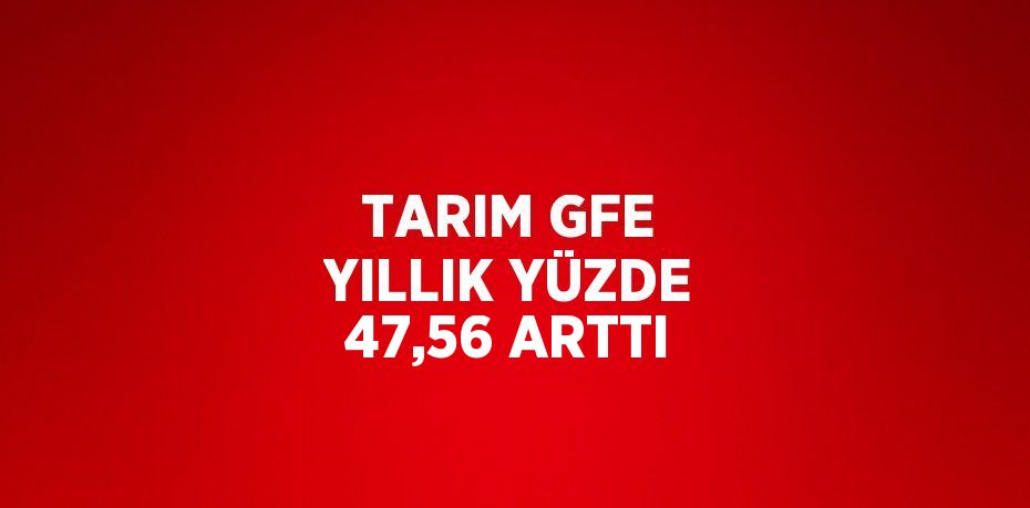 TARIM GFE YILLIK YÜZDE 47,56 ARTTI