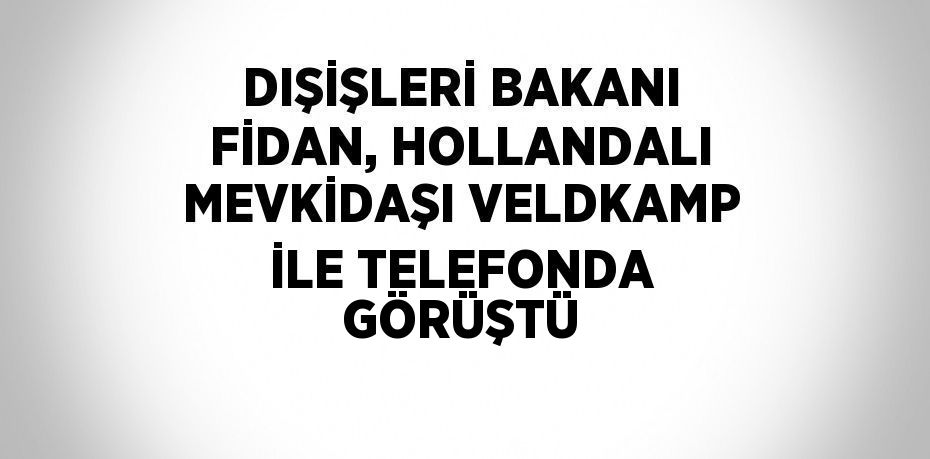 DIŞİŞLERİ BAKANI FİDAN, HOLLANDALI MEVKİDAŞI VELDKAMP İLE TELEFONDA GÖRÜŞTÜ