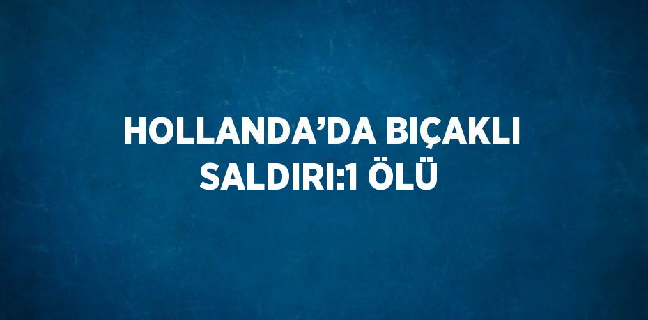 HOLLANDA’DA BIÇAKLI SALDIRI:1 ÖLÜ