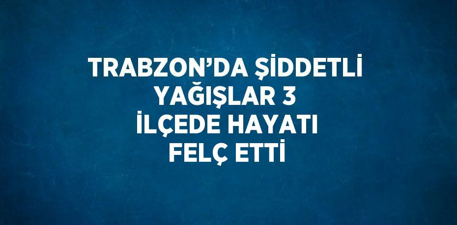 TRABZON’DA ŞİDDETLİ YAĞIŞLAR 3 İLÇEDE HAYATI FELÇ ETTİ