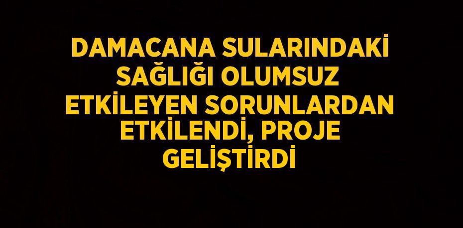 DAMACANA SULARINDAKİ SAĞLIĞI OLUMSUZ ETKİLEYEN SORUNLARDAN ETKİLENDİ, PROJE GELİŞTİRDİ