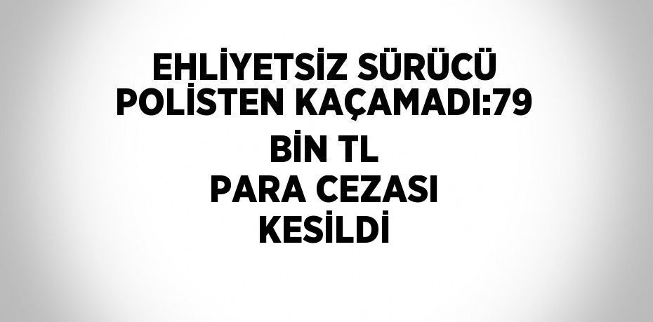 EHLİYETSİZ SÜRÜCÜ POLİSTEN KAÇAMADI:79 BİN TL PARA CEZASI KESİLDİ