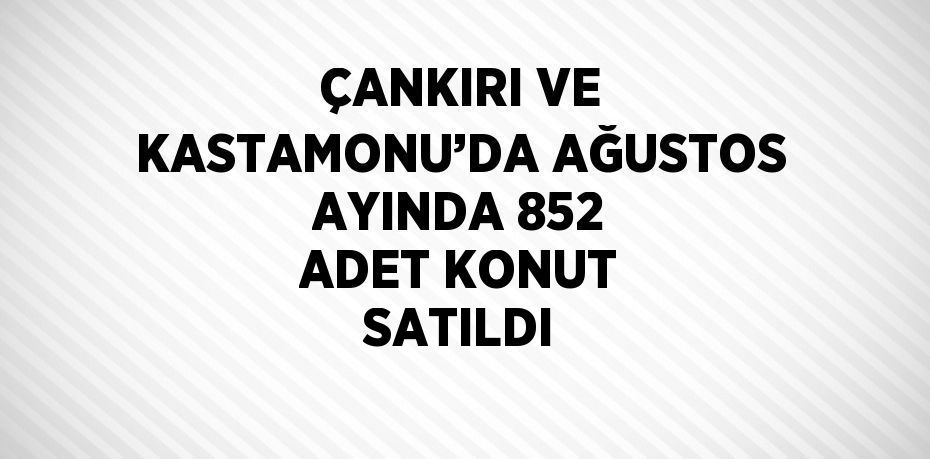 ÇANKIRI VE KASTAMONU’DA AĞUSTOS AYINDA 852 ADET KONUT SATILDI