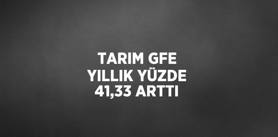 TARIM GFE YILLIK YÜZDE 41,33 ARTTI