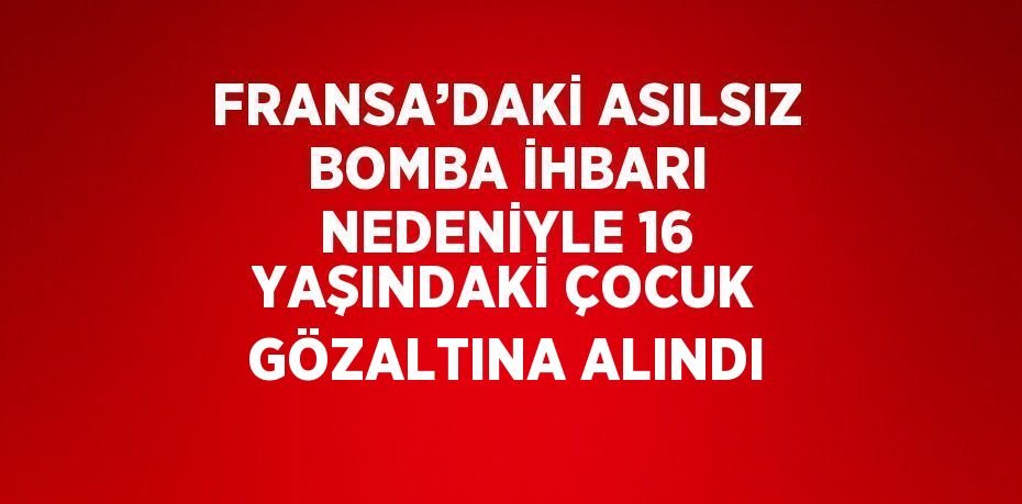 FRANSA’DAKİ ASILSIZ BOMBA İHBARI NEDENİYLE 16 YAŞINDAKİ ÇOCUK GÖZALTINA ALINDI