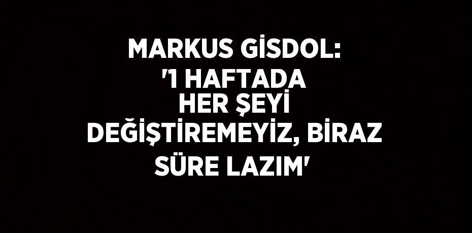 MARKUS GİSDOL: '1 HAFTADA HER ŞEYİ DEĞİŞTİREMEYİZ, BİRAZ SÜRE LAZIM'