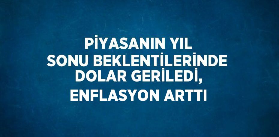 PİYASANIN YIL SONU BEKLENTİLERİNDE DOLAR GERİLEDİ, ENFLASYON ARTTI