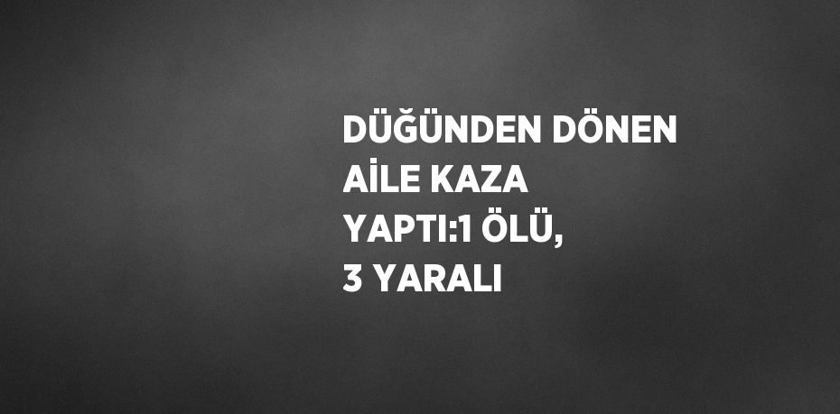 DÜĞÜNDEN DÖNEN AİLE KAZA YAPTI:1 ÖLÜ, 3 YARALI