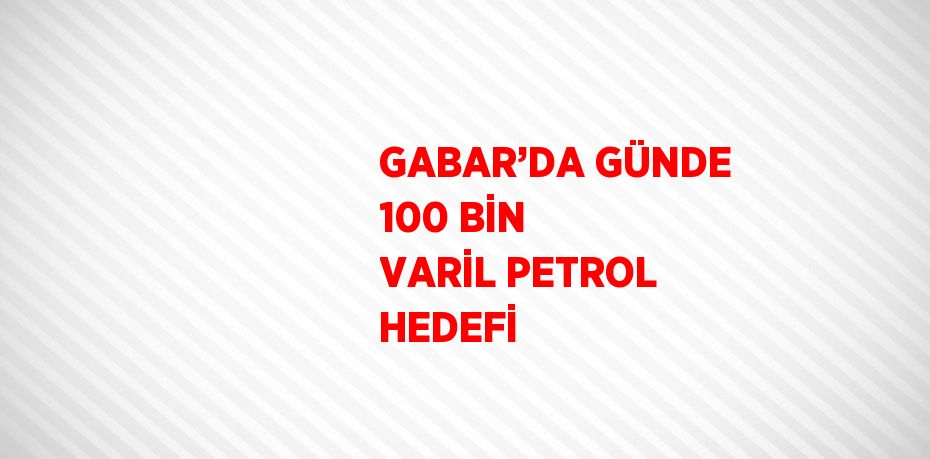 GABAR’DA GÜNDE 100 BİN VARİL PETROL HEDEFİ