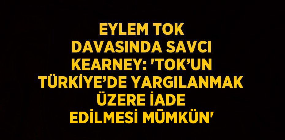 EYLEM TOK DAVASINDA SAVCI KEARNEY: 'TOK’UN TÜRKİYE’DE YARGILANMAK ÜZERE İADE EDİLMESİ MÜMKÜN'