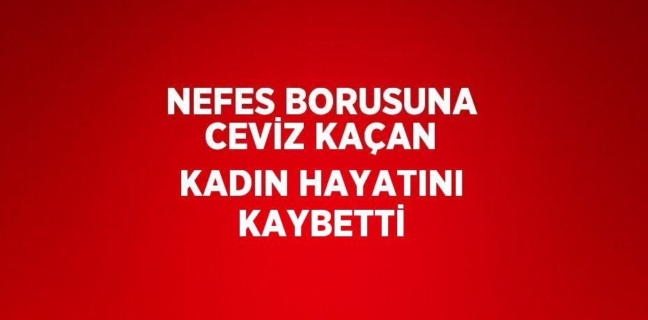 NEFES BORUSUNA CEVİZ KAÇAN KADIN HAYATINI KAYBETTİ