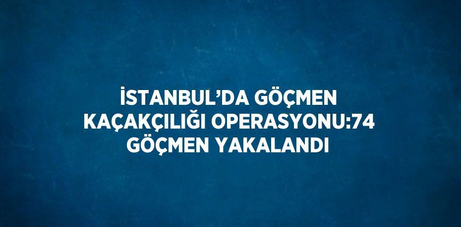 İSTANBUL’DA GÖÇMEN KAÇAKÇILIĞI OPERASYONU:74 GÖÇMEN YAKALANDI