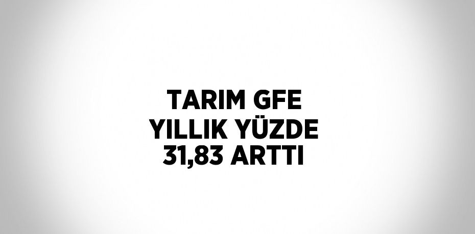 TARIM GFE YILLIK YÜZDE 31,83 ARTTI