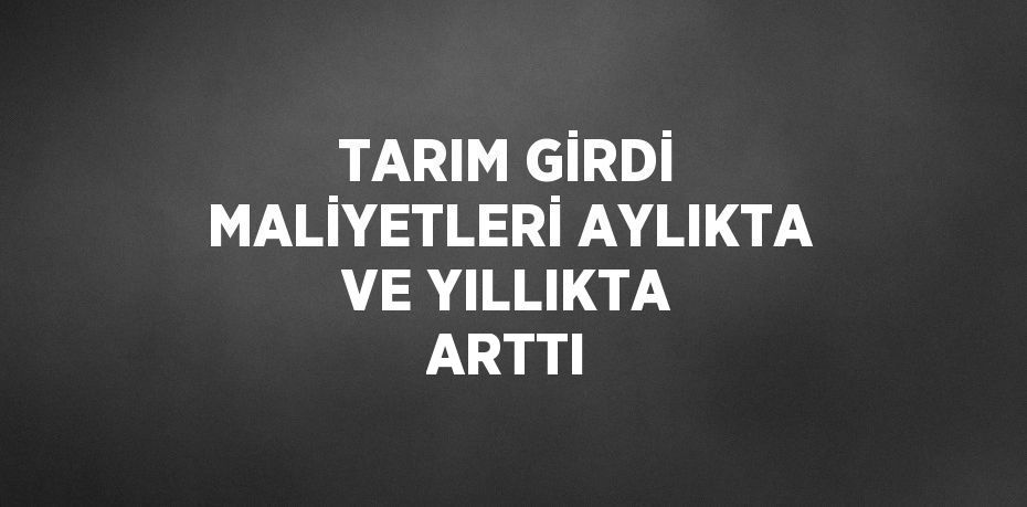 TARIM GİRDİ MALİYETLERİ AYLIKTA VE YILLIKTA ARTTI