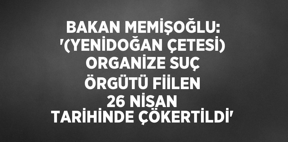 BAKAN MEMİŞOĞLU: '(YENİDOĞAN ÇETESİ) ORGANİZE SUÇ ÖRGÜTÜ FİİLEN 26 NİSAN TARİHİNDE ÇÖKERTİLDİ'