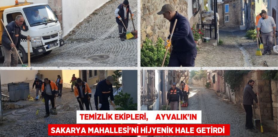 TEMİZLİK EKİPLERİ,    AYVALIK'IN SAKARYA MAHALLESİ'Nİ HİJYENİK HALE GETİRDİ