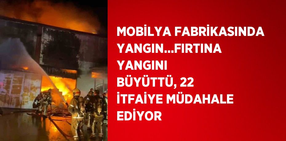 MOBİLYA FABRİKASINDA YANGIN...FIRTINA YANGINI BÜYÜTTÜ, 22 İTFAİYE MÜDAHALE EDİYOR