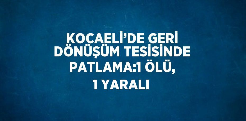 KOCAELİ’DE GERİ DÖNÜŞÜM TESİSİNDE PATLAMA:1 ÖLÜ, 1 YARALI