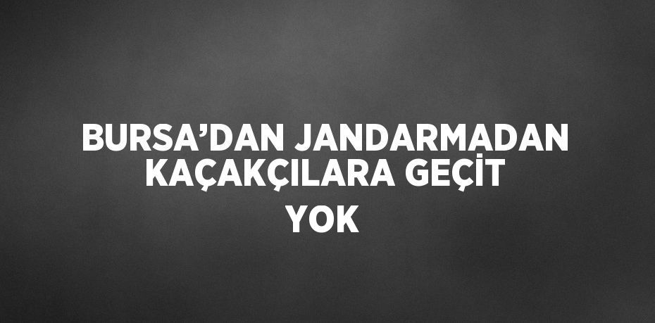 BURSA’DAN JANDARMADAN KAÇAKÇILARA GEÇİT YOK