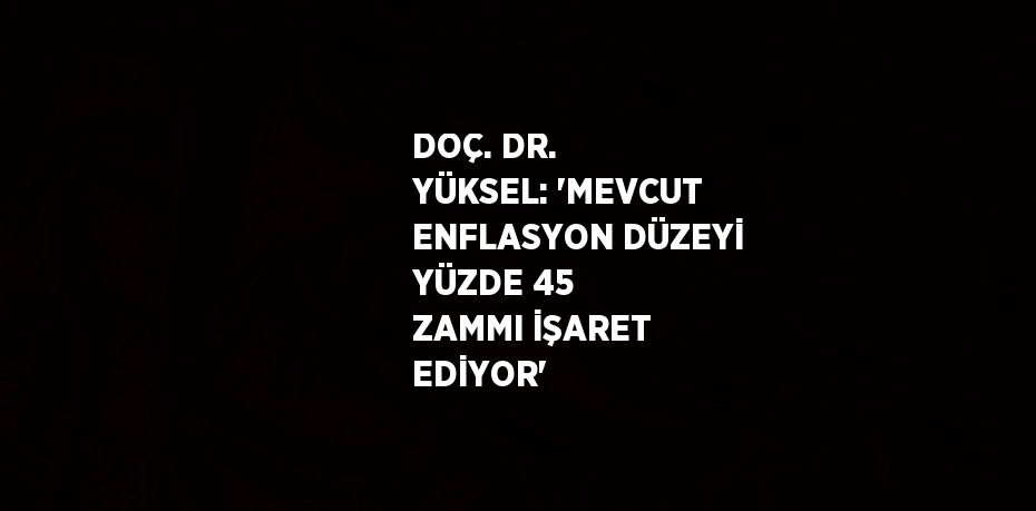 DOÇ. DR. YÜKSEL: 'MEVCUT ENFLASYON DÜZEYİ YÜZDE 45 ZAMMI İŞARET EDİYOR'