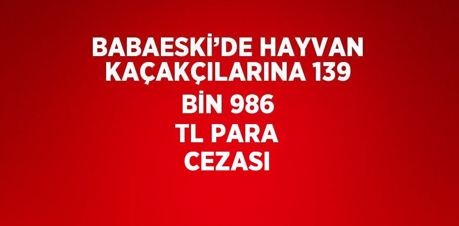 BABAESKİ’DE HAYVAN KAÇAKÇILARINA 139 BİN 986 TL PARA CEZASI