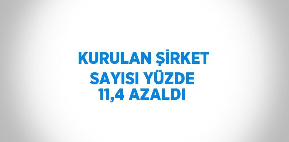 KURULAN ŞİRKET SAYISI YÜZDE 11,4 AZALDI