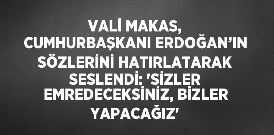 VALİ MAKAS, CUMHURBAŞKANI ERDOĞAN’IN SÖZLERİNİ HATIRLATARAK SESLENDİ: 'SİZLER EMREDECEKSİNİZ, BİZLER YAPACAĞIZ'