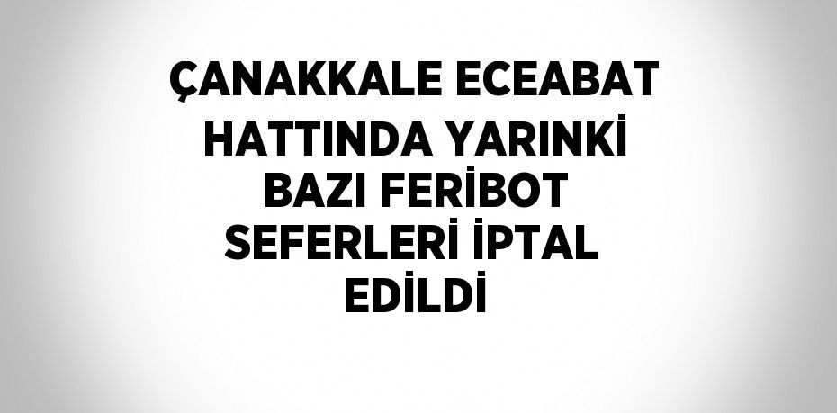 ÇANAKKALE ECEABAT HATTINDA YARINKİ BAZI FERİBOT SEFERLERİ İPTAL EDİLDİ