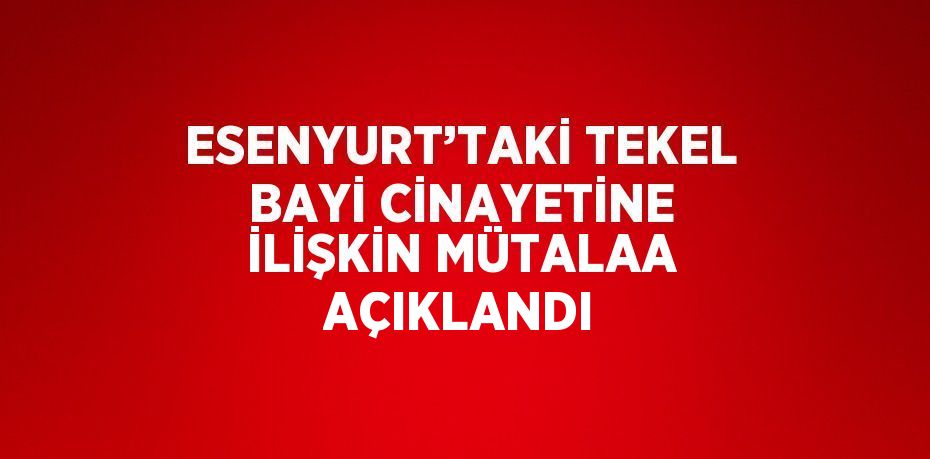 ESENYURT’TAKİ TEKEL BAYİ CİNAYETİNE İLİŞKİN MÜTALAA AÇIKLANDI