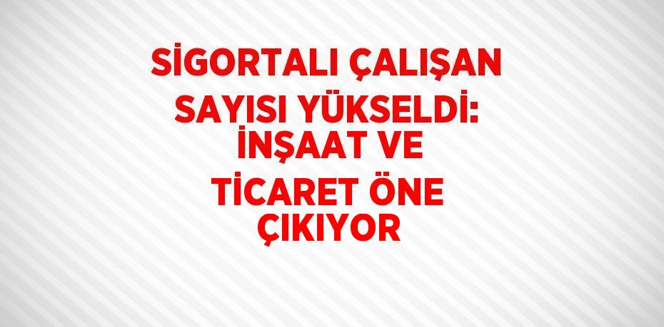 SİGORTALI ÇALIŞAN SAYISI YÜKSELDİ: İNŞAAT VE TİCARET ÖNE ÇIKIYOR