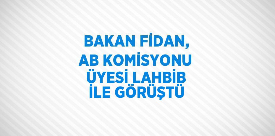 BAKAN FİDAN, AB KOMİSYONU ÜYESİ LAHBİB İLE GÖRÜŞTÜ