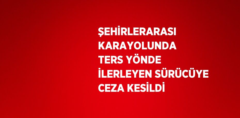 ŞEHİRLERARASI KARAYOLUNDA TERS YÖNDE İLERLEYEN SÜRÜCÜYE CEZA KESİLDİ