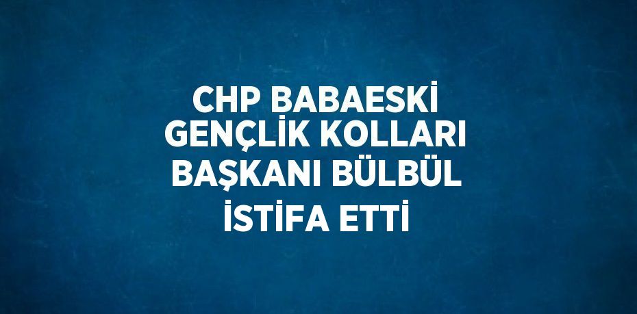 CHP BABAESKİ GENÇLİK KOLLARI BAŞKANI BÜLBÜL İSTİFA ETTİ