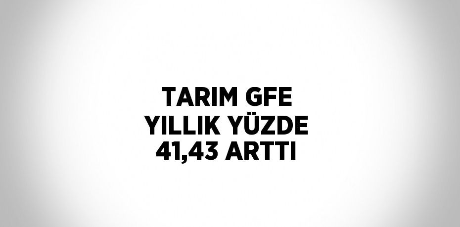 TARIM GFE YILLIK YÜZDE 41,43 ARTTI