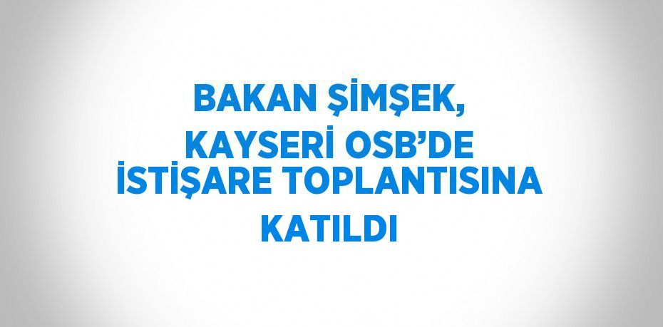 BAKAN ŞİMŞEK, KAYSERİ OSB’DE İSTİŞARE TOPLANTISINA KATILDI