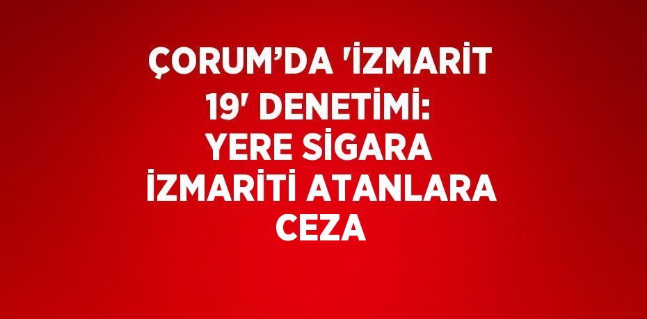 ÇORUM’DA 'İZMARİT 19' DENETİMİ: YERE SİGARA İZMARİTİ ATANLARA CEZA