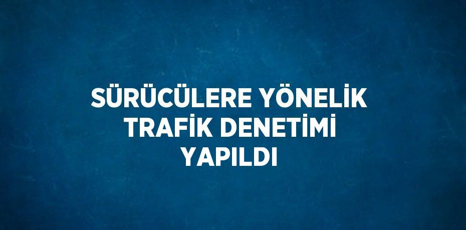 SÜRÜCÜLERE YÖNELİK TRAFİK DENETİMİ YAPILDI