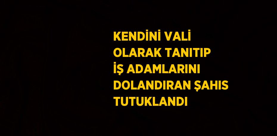KENDİNİ VALİ OLARAK TANITIP İŞ ADAMLARINI DOLANDIRAN ŞAHIS TUTUKLANDI