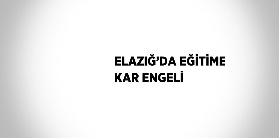 ELAZIĞ’DA EĞİTİME KAR ENGELİ