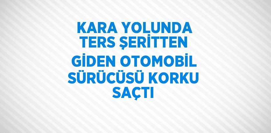 KARA YOLUNDA TERS ŞERİTTEN GİDEN OTOMOBİL SÜRÜCÜSÜ KORKU SAÇTI