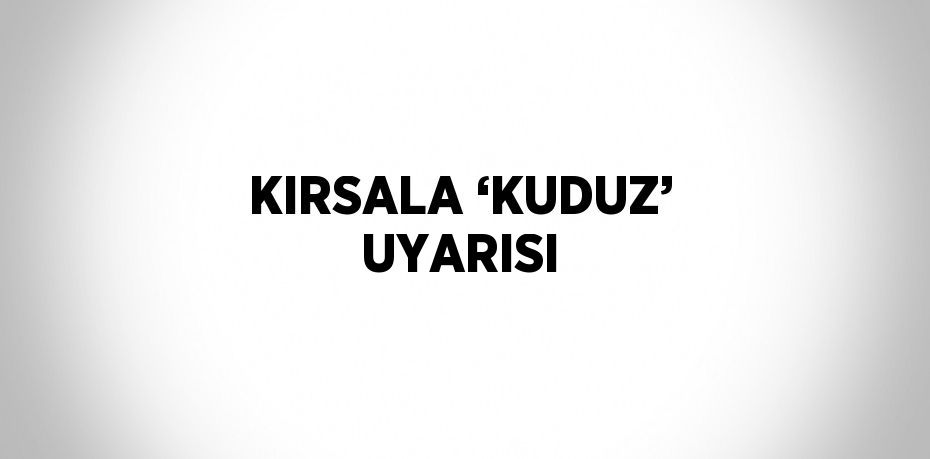 KIRSALA ‘KUDUZ’ UYARISI