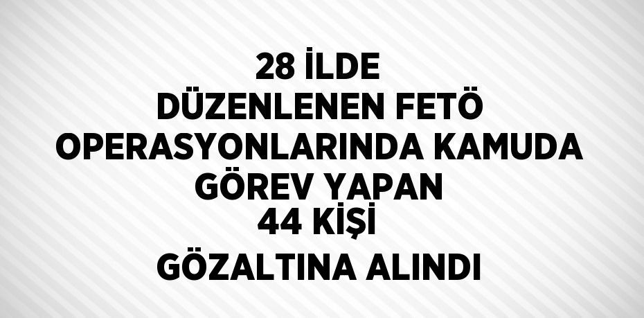 28 İLDE DÜZENLENEN FETÖ OPERASYONLARINDA KAMUDA GÖREV YAPAN 44 KİŞİ GÖZALTINA ALINDI