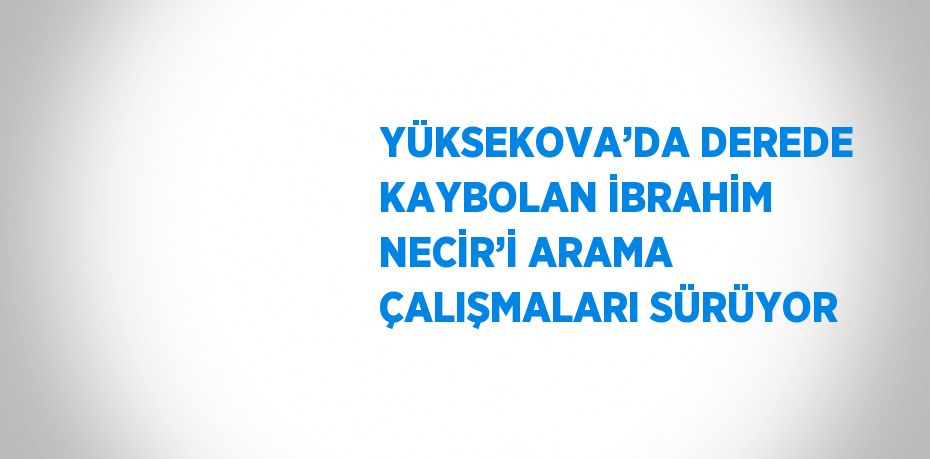 YÜKSEKOVA’DA DEREDE KAYBOLAN İBRAHİM NECİR’İ ARAMA ÇALIŞMALARI SÜRÜYOR