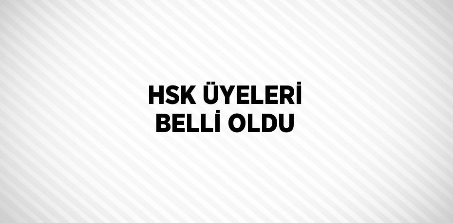 HSK ÜYELERİ BELLİ OLDU