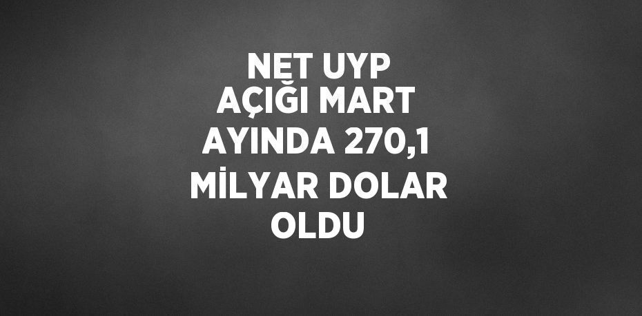 NET UYP AÇIĞI MART AYINDA 270,1 MİLYAR DOLAR OLDU