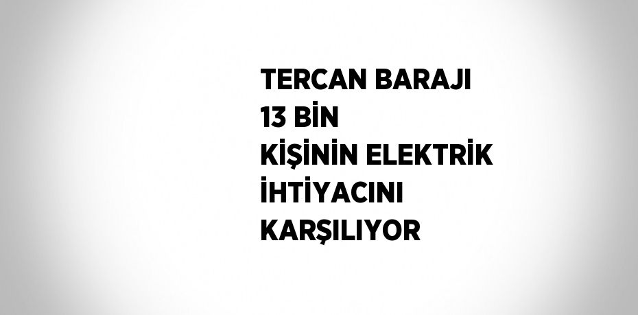 TERCAN BARAJI 13 BİN KİŞİNİN ELEKTRİK İHTİYACINI KARŞILIYOR