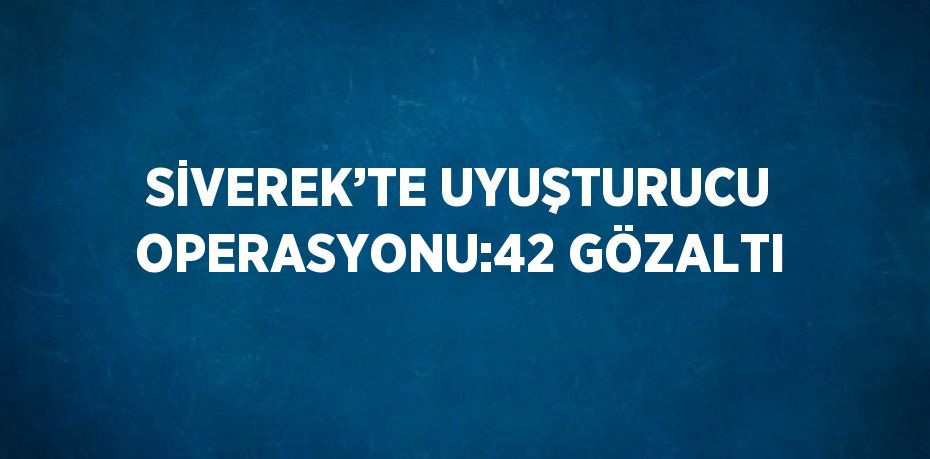 SİVEREK’TE UYUŞTURUCU OPERASYONU:42 GÖZALTI