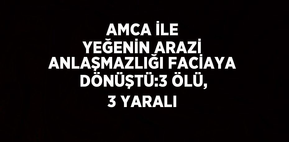 AMCA İLE YEĞENİN ARAZİ ANLAŞMAZLIĞI FACİAYA DÖNÜŞTÜ:3 ÖLÜ, 3 YARALI