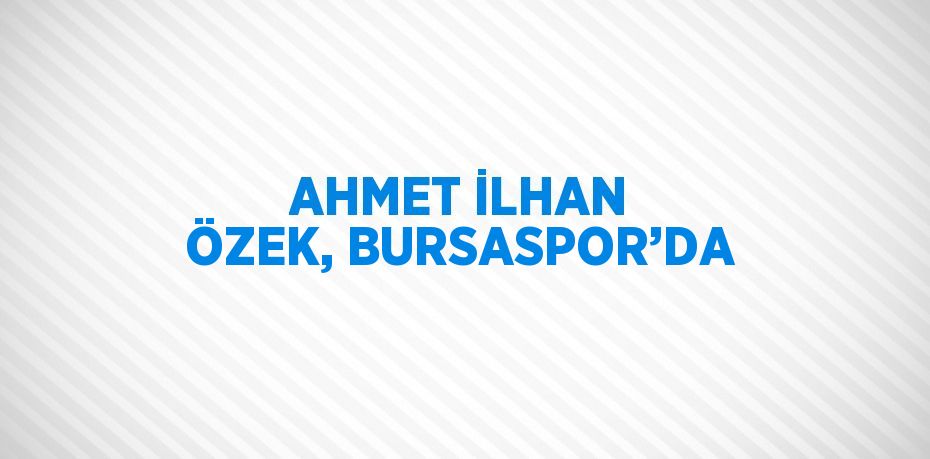 AHMET İLHAN ÖZEK, BURSASPOR’DA